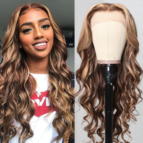 Cranberry Honey Blonde Highlight Body Wave 13x4 Lace Front Wigs 100%  Human Hair Wigs
