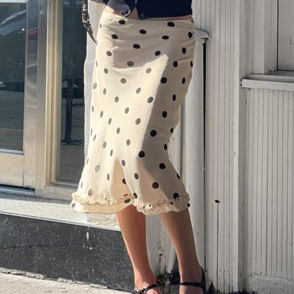Kyomi - Midi Skirt with Polka Dot Print