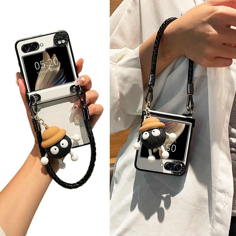 Leather Oreo Design Hand Strap Case for Samsung Z Flip 6/5/4 - onlinemegasale.com Leather Oreo Design Hand Strap Case for Samsung Z Flip 6/5/4 - onlinemegasale.com