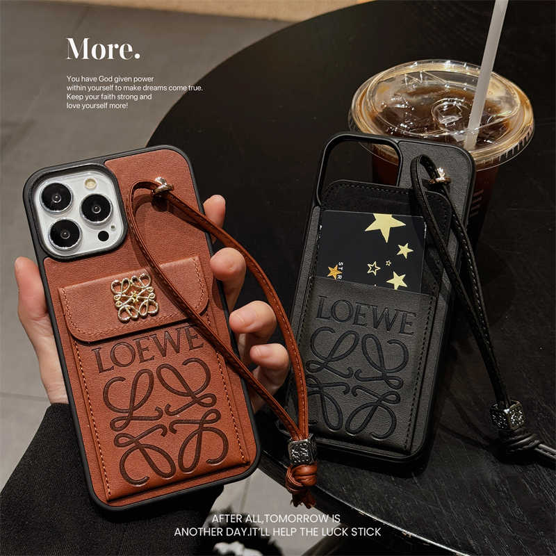 Luxury LOEWE Leather Wallet Case With Bracelet For iPhone 12-16 Pro - onlinemegasale.com Luxury LOEWE Leather Wallet Case With Bracelet For iPhone 12-16 Pro - onlinemegasale.com