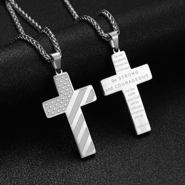 American Cross Bible Verse Necklace