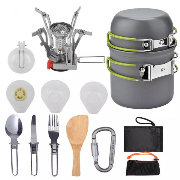 Complete Camping Cookware Set – Lightweight Stove, Pot, Pan & Utensils for Outdoor Cooking