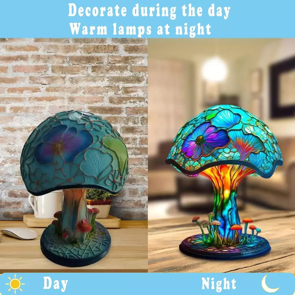 Stained Glass Mushroom Table Lamp - onlinemegasale.com