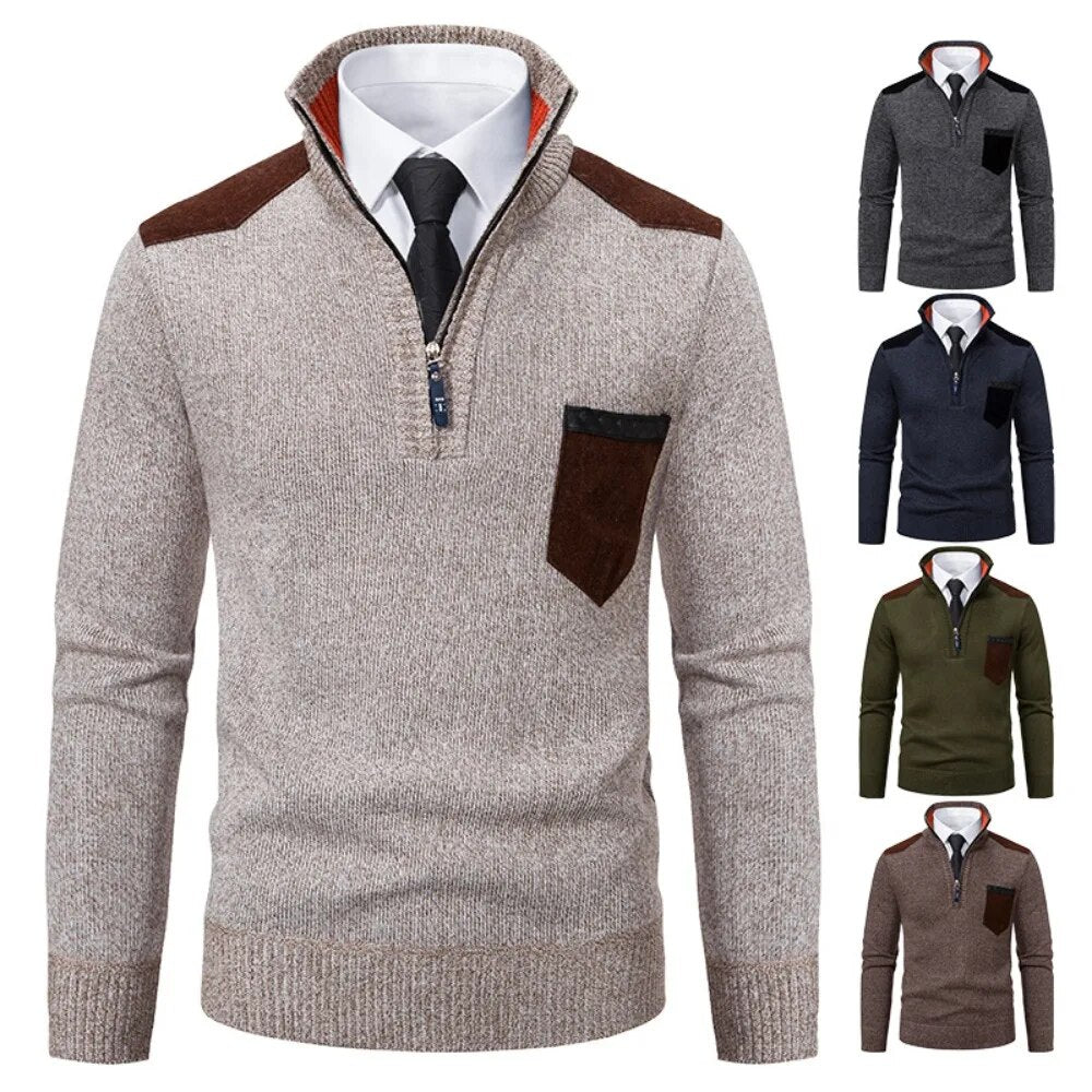 Carmine™ - Retro Jumper with Zip and High Neck - onlinemegasale.com