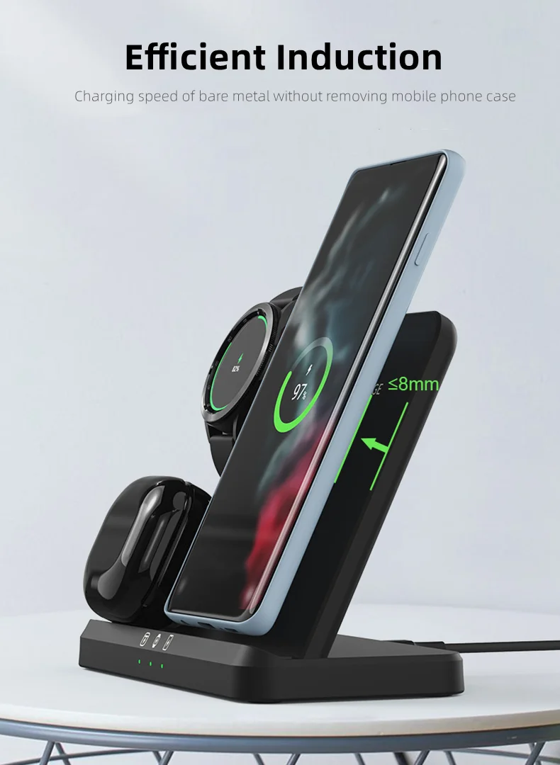 3 in 1 Wireless Charging Station for All Samsung Phones - onlinemegasale.com