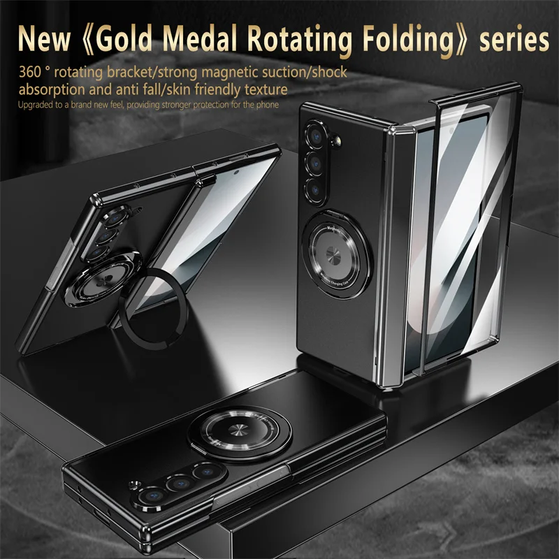 Luxury Shockproof Case with 360° Rotating Bracket for Samsung Galaxy Z Fold - onlinemegasale.com