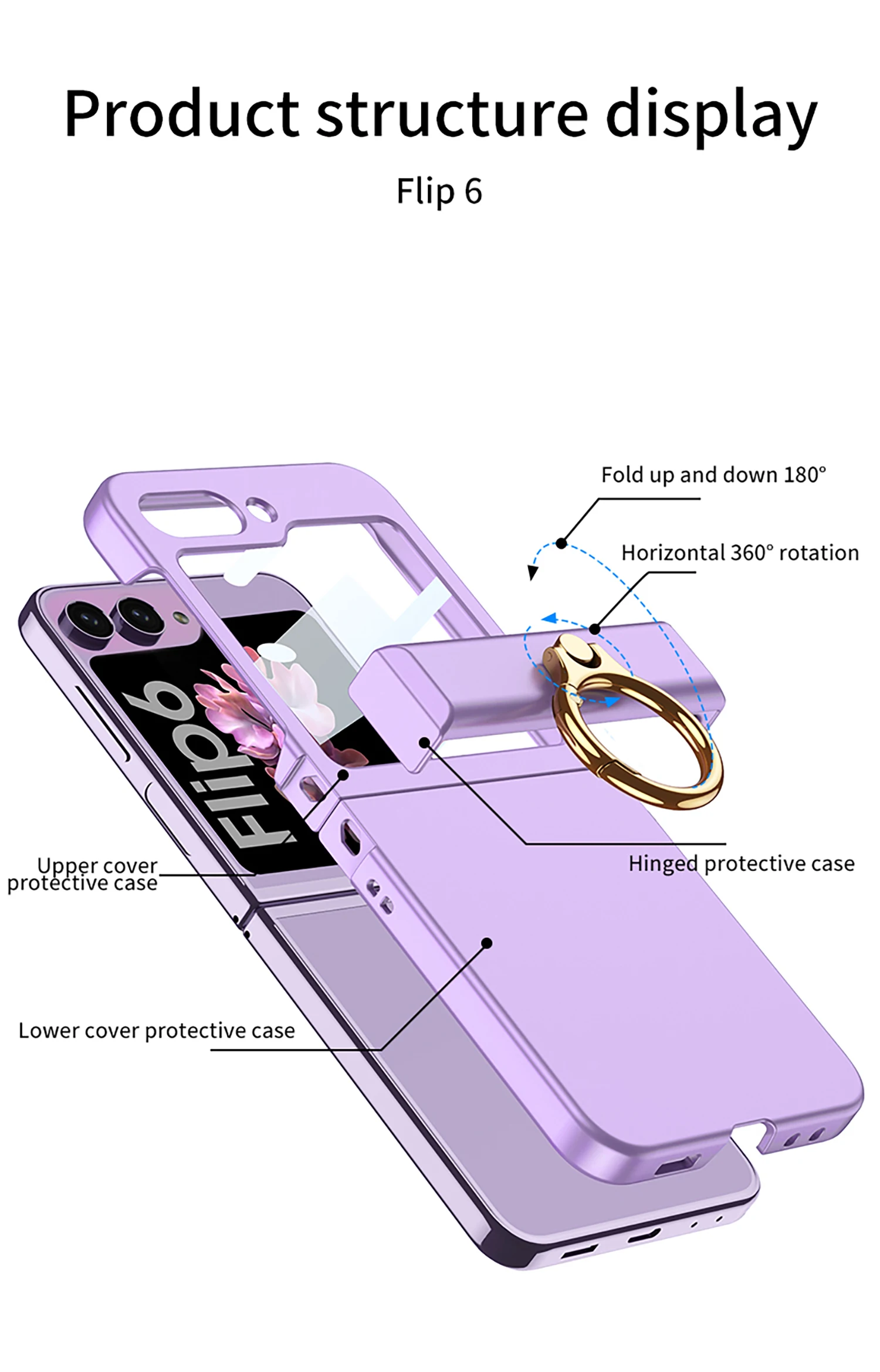 Ultra Thin Hard Case with Ring Holder for Samsung Galaxy Z Flip 6 - onlinemegasale.com