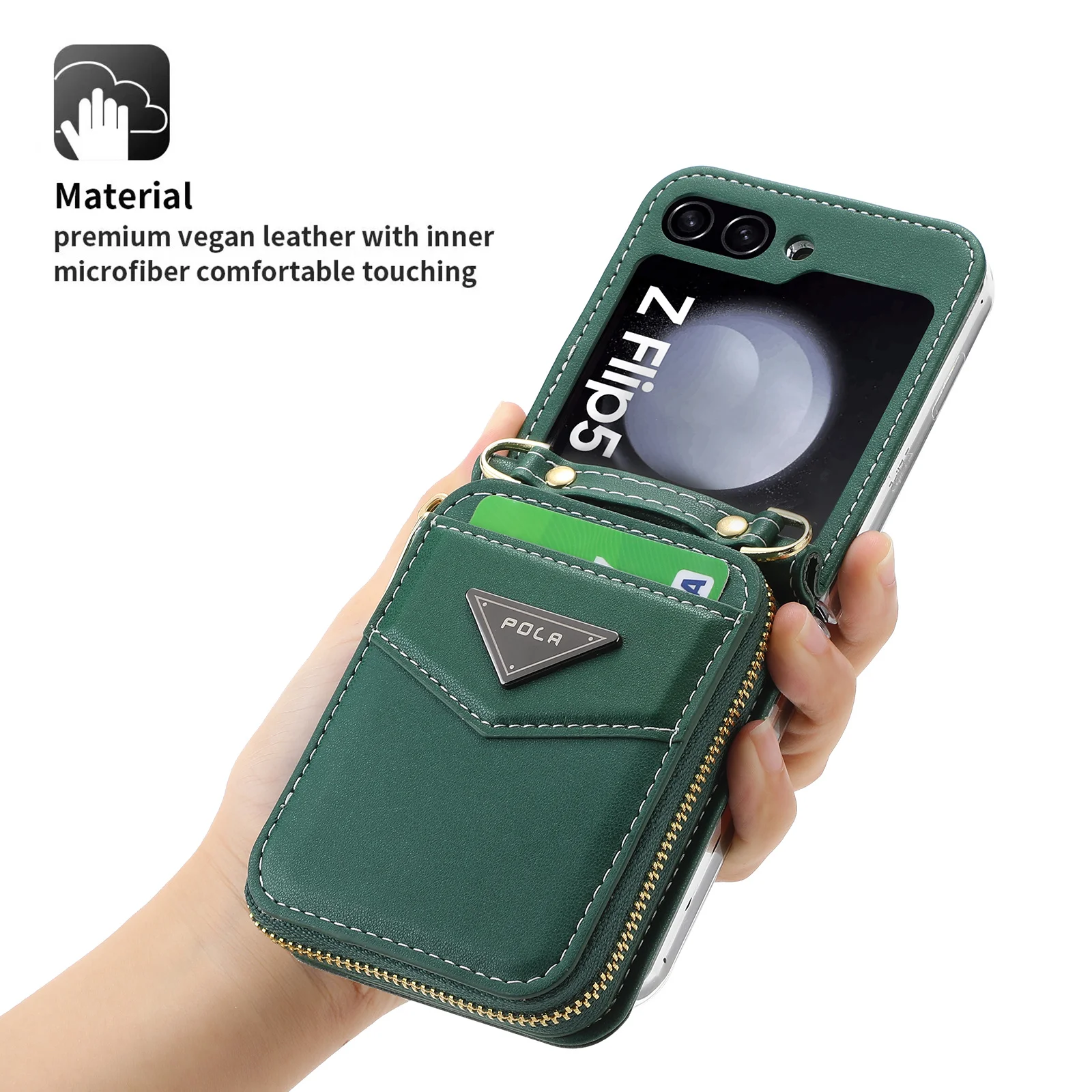 Leather Crossbody Wallet Case for Z Flip 5 - onlinemegasale.com Leather Crossbody Wallet Case for Z Flip 5 - onlinemegasale.com