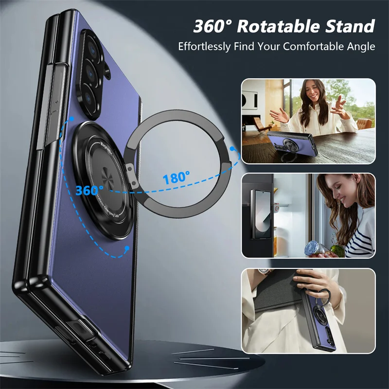 Luxury Shockproof Case with 360° Rotating Bracket for Samsung Galaxy Z Fold - onlinemegasale.com