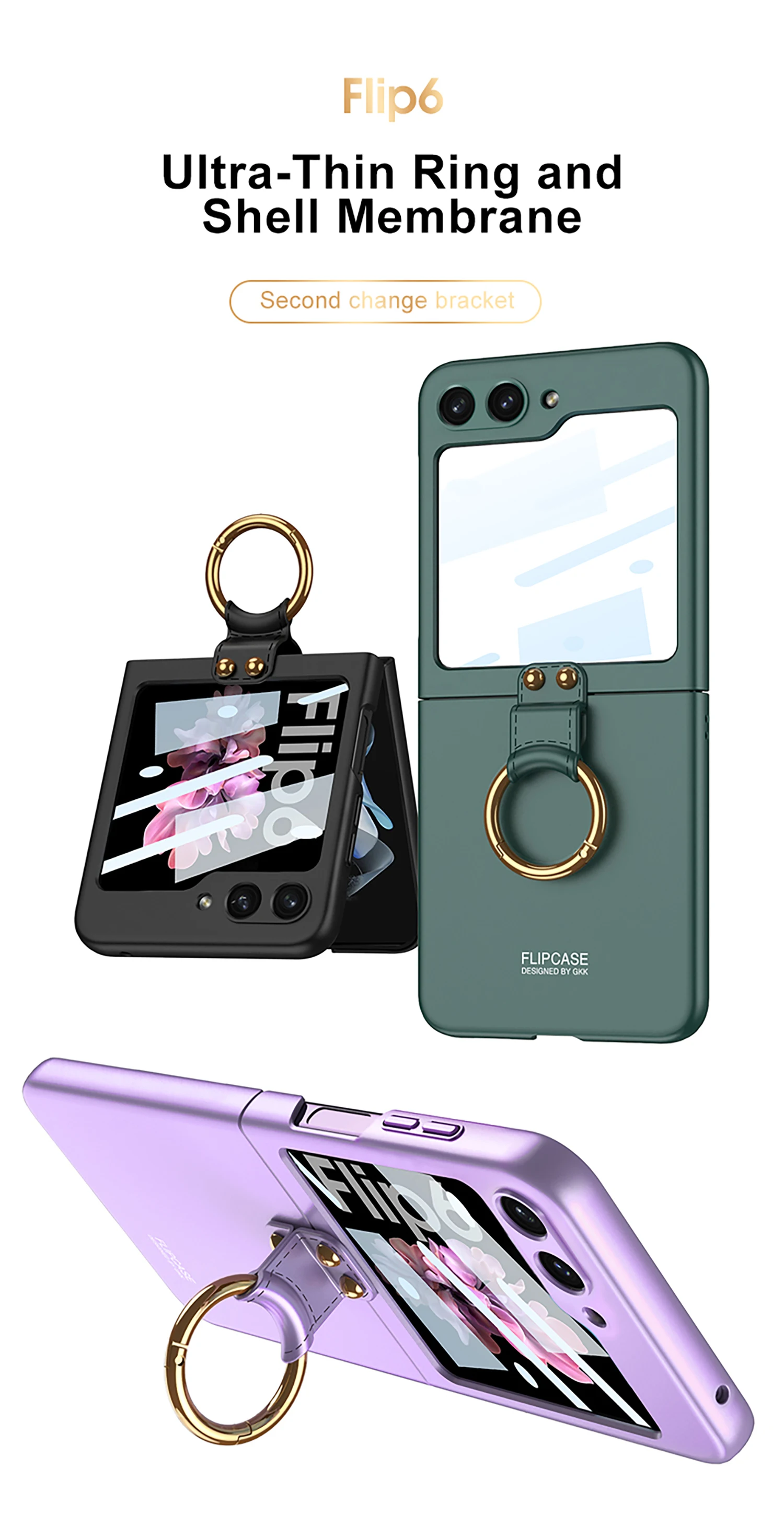 Ultra Thin Case with Ring Holder for Samsung Galaxy Z Flip 6 - onlinemegasale.com