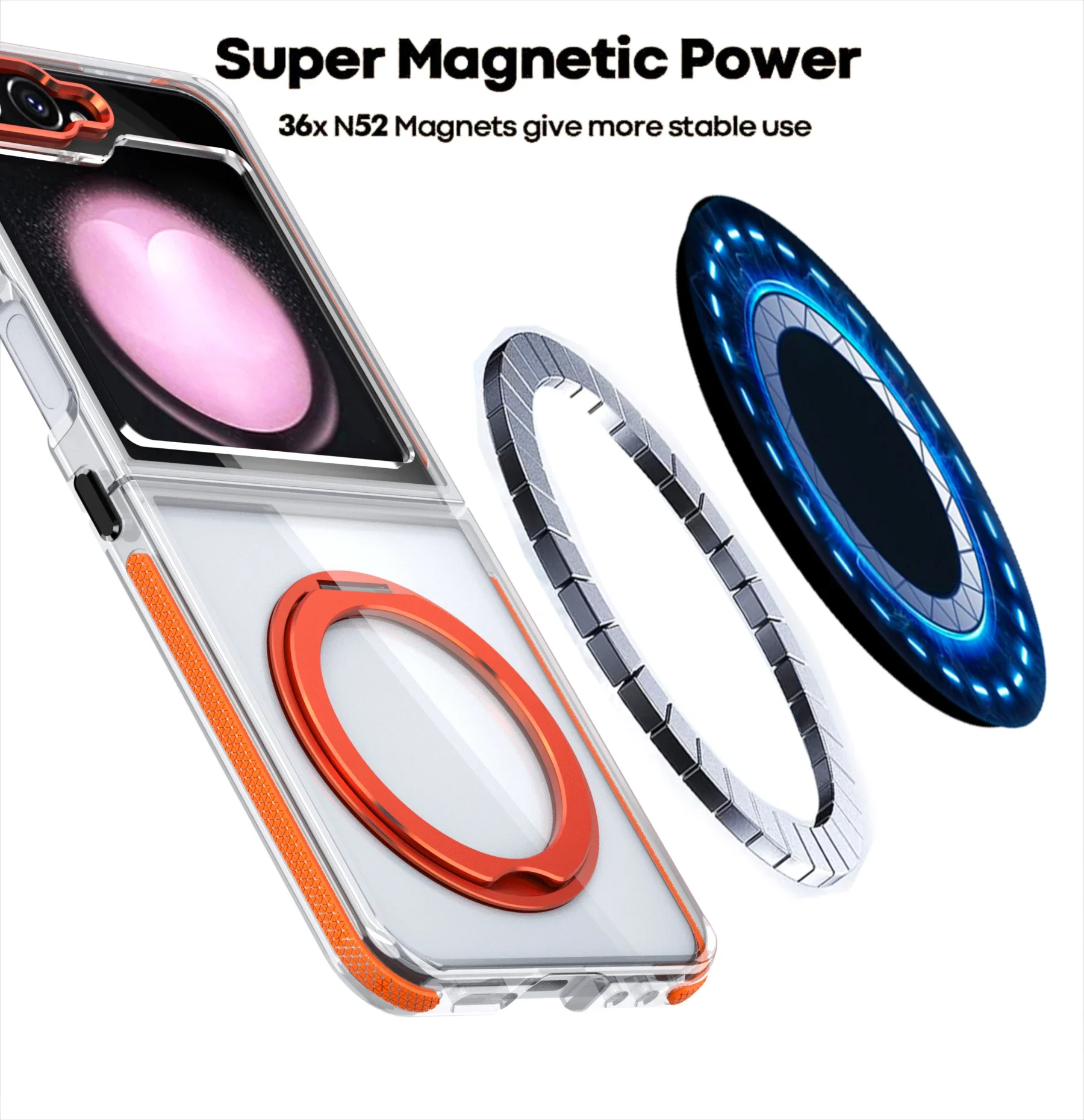 Transparent Shockproof Caase with Ring Holder for Samsung Galaxy Z Flip 6 - onlinemegasale.com Transparent Shockproof Caase with Ring Holder for Samsung Galaxy Z Flip 6 - onlinemegasale.com