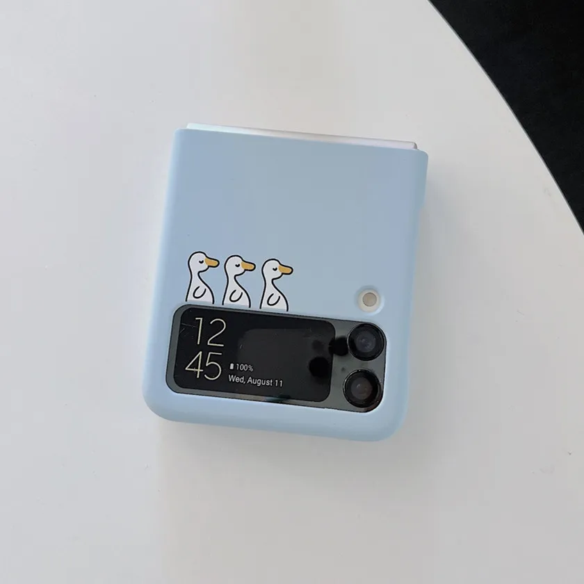 Cute Duck Silicone Phone Case For Samsung Z Flip 4 5G - onlinemegasale.com
