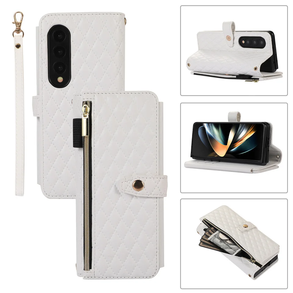 Multi Card Wallet Shoulder Strap Case For Samsung Galaxy Z Fold - onlinemegasale.com