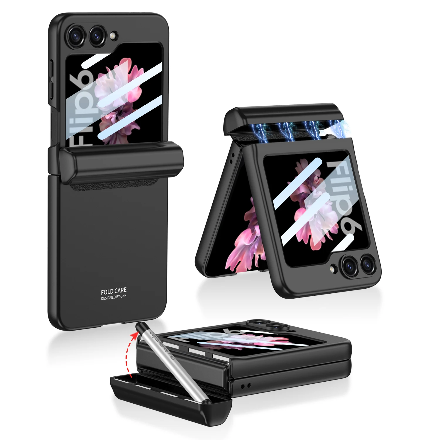 Shockproof Case with Magnetic Hinge Protection & Touch Pen for Samsung Galaxy Z Flip 6 - onlinemegasale.com