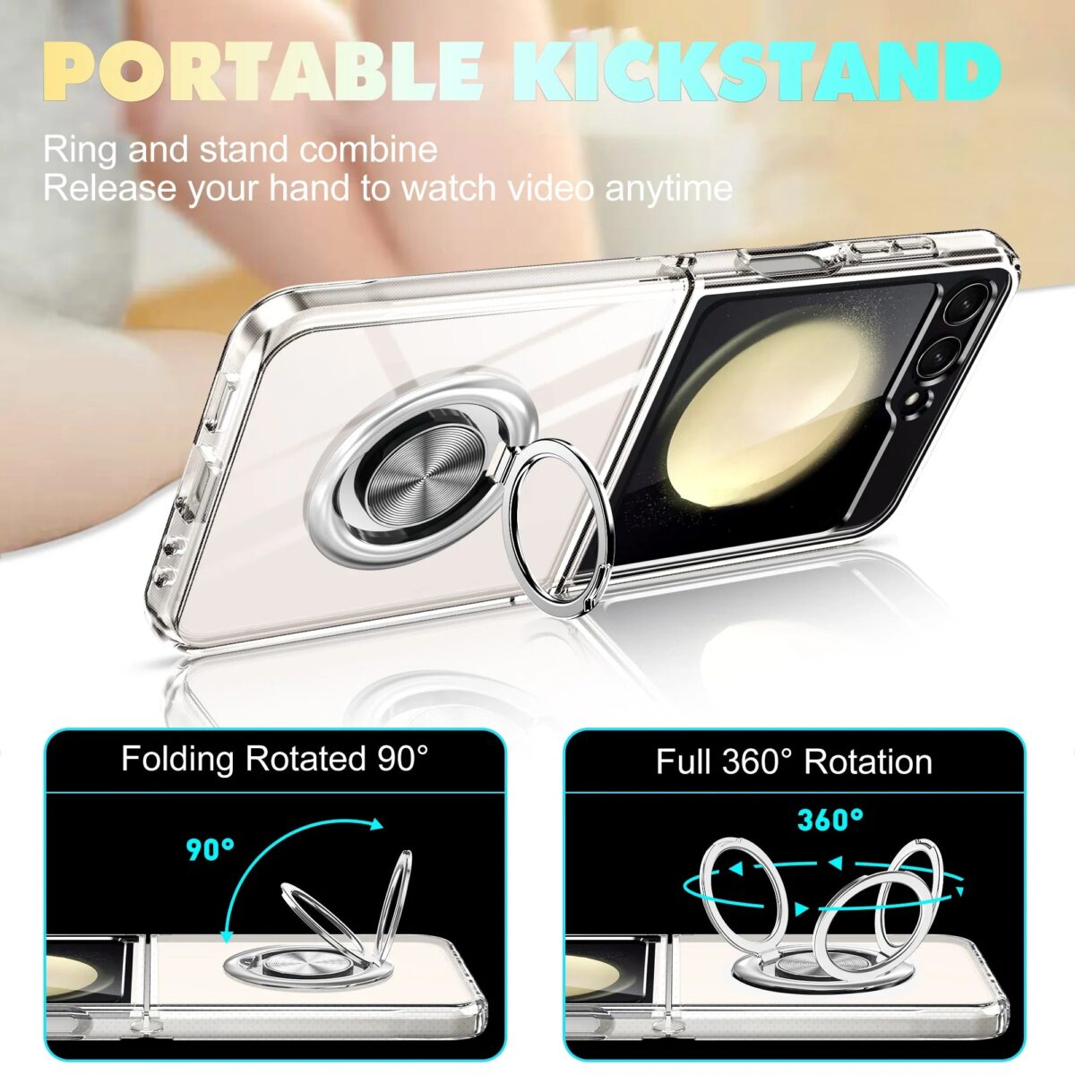 Shockproof Case With Magnetic Ring Stand For Samsung Galaxy Z Flip 6 - onlinemegasale.com