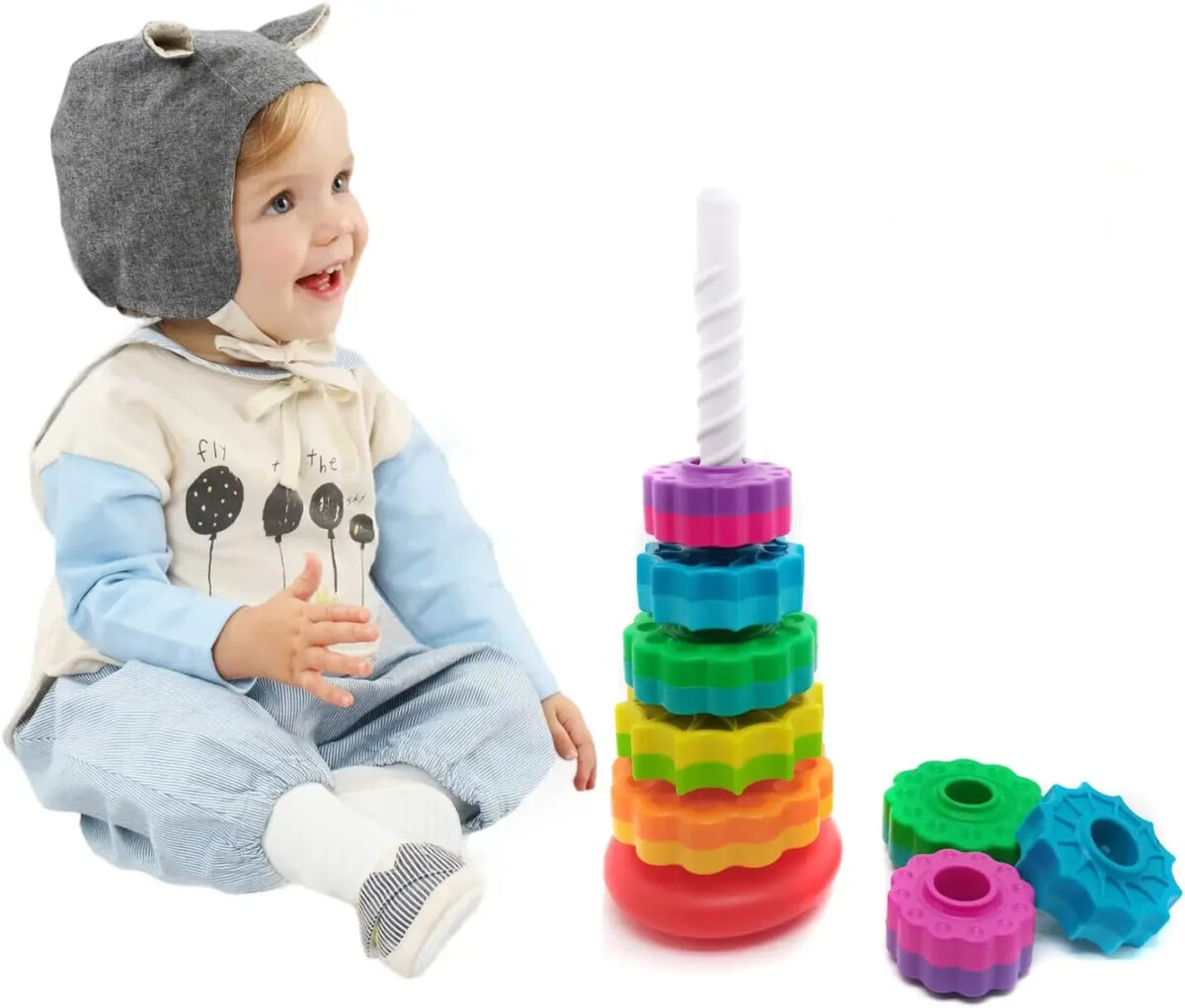 Montessori Rainbow Stacking Tower - Safe & Eco-Friendly Toy - onlinemegasale.com