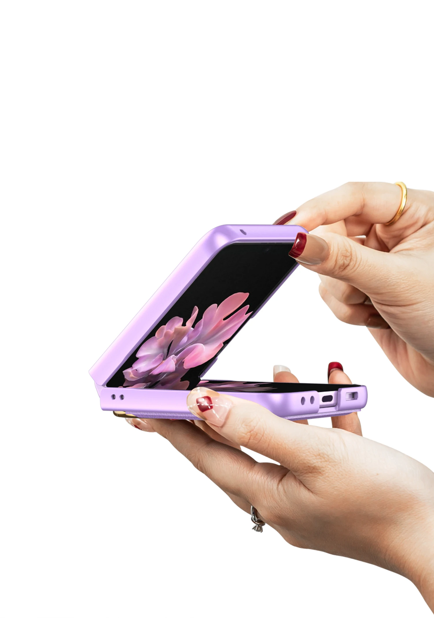 Leather Case with Ring Holder for Samsung Galaxy Z Flip 6 - onlinemegasale.com