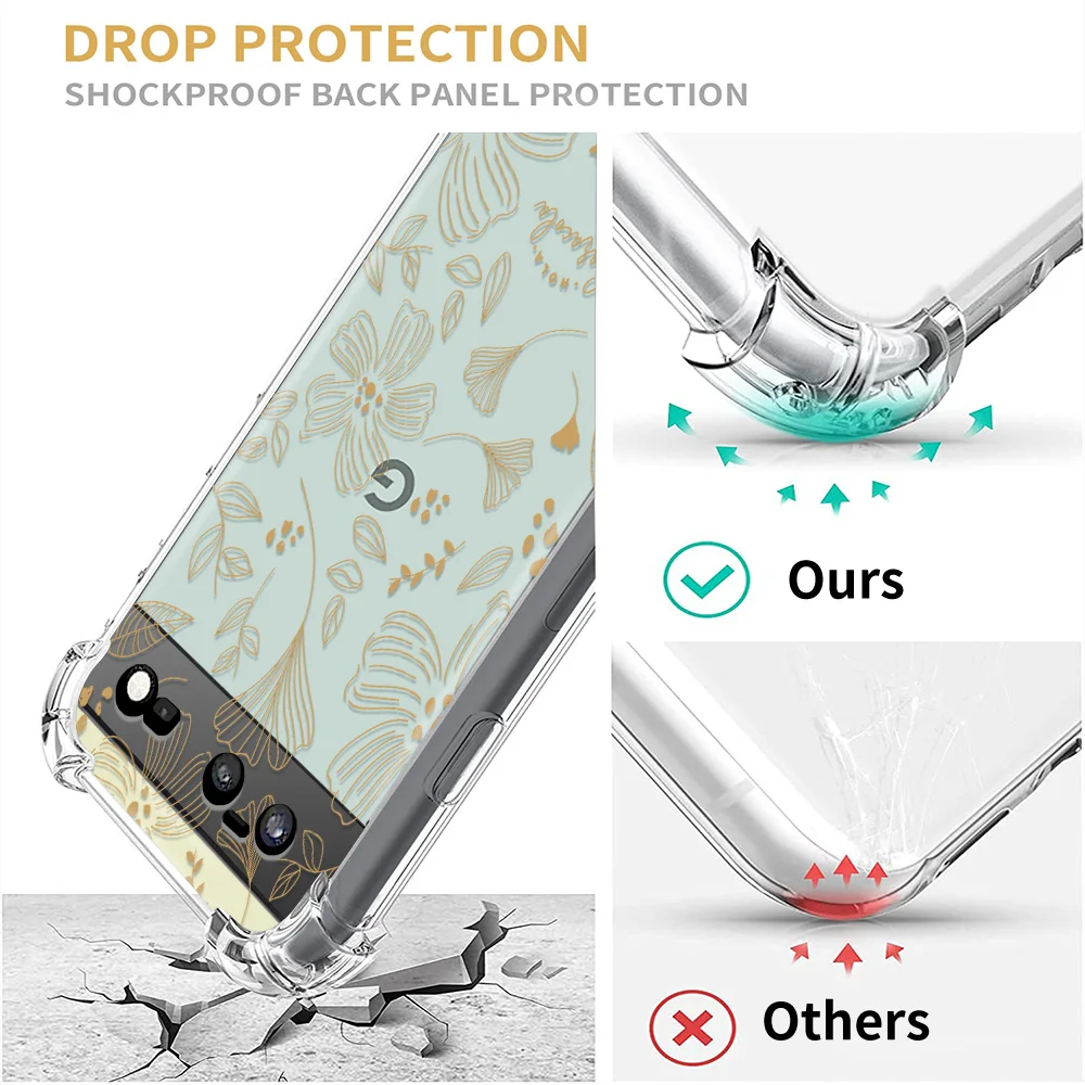 Flower Leaf Transparent Phone Case for Google Pixel 7 Pro - onlinemegasale.com