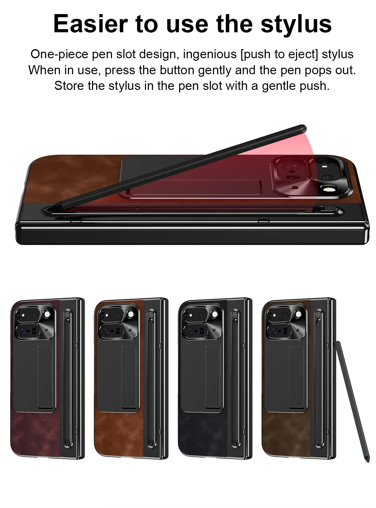 Leather Case With Touch Pen For Google Pixel 9 Pro Fold - onlinemegasale.com