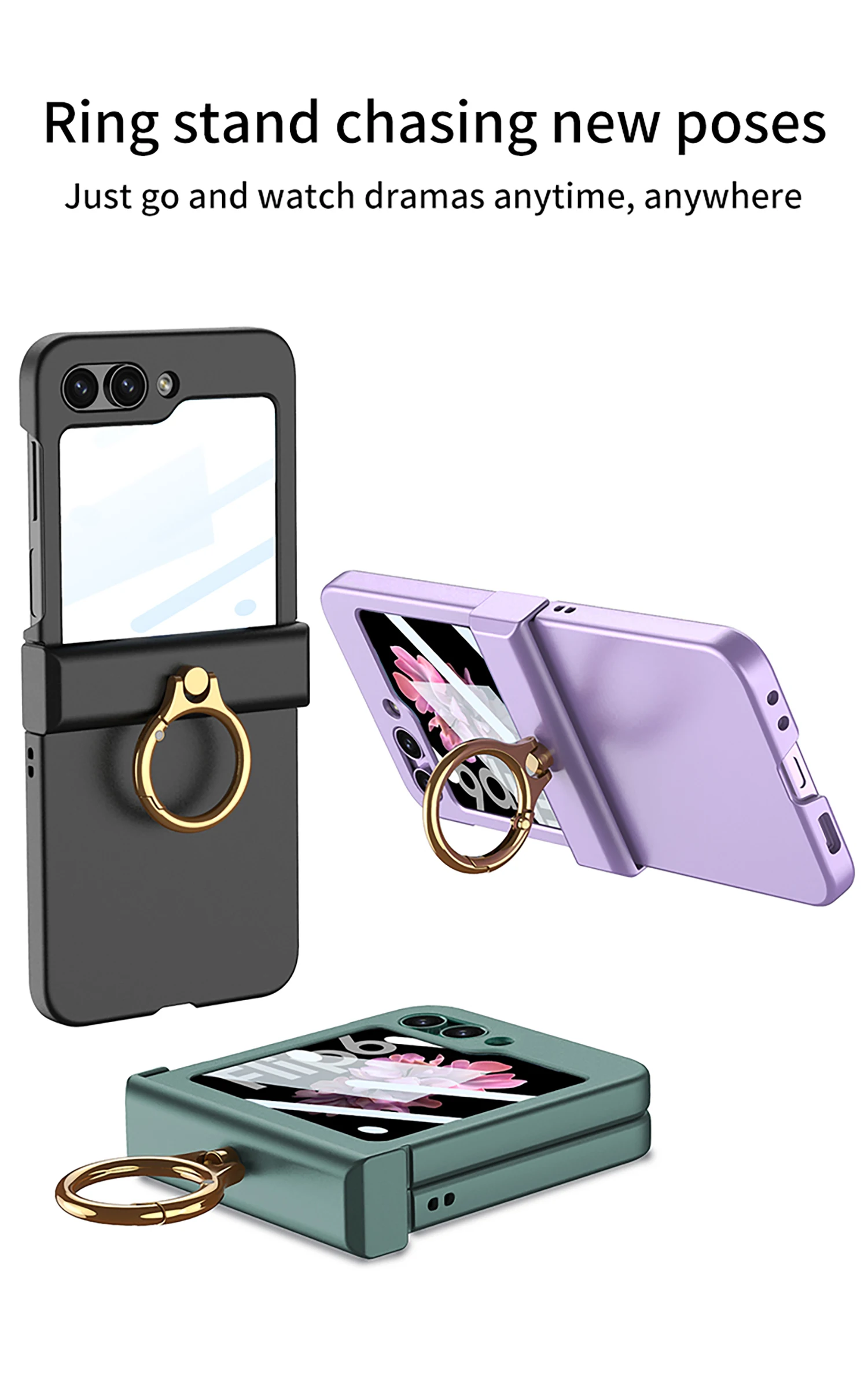 Ultra Thin Hard Case with Ring Holder for Samsung Galaxy Z Flip 6 - onlinemegasale.com