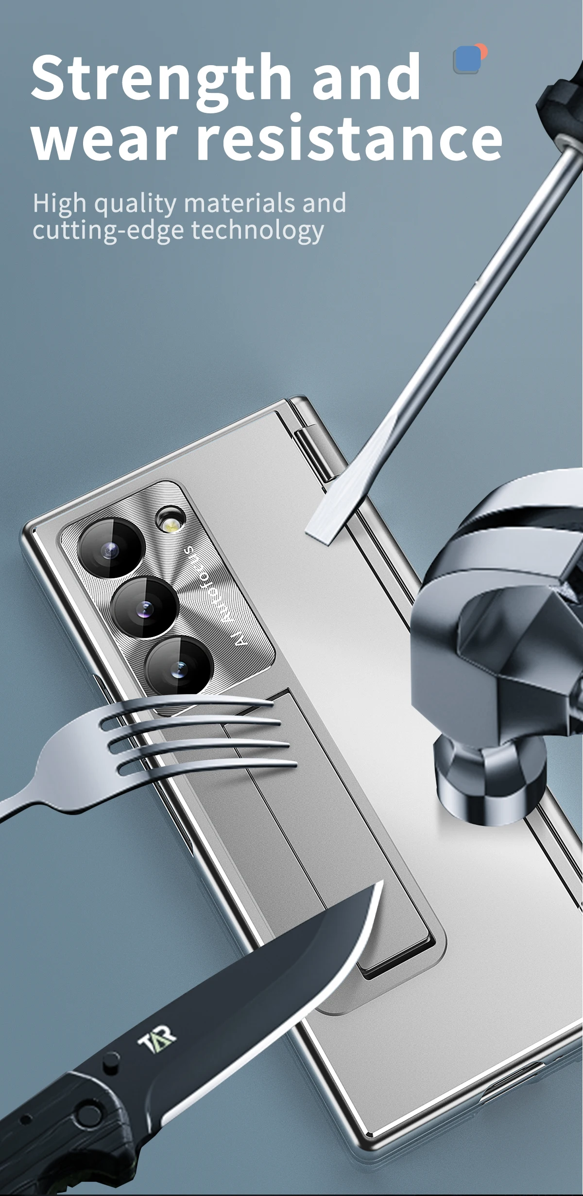 Full Protection Aluminium Case with Kickstand & Pen Holder For Samsung Galaxy Z Fold Series - onlinemegasale.com