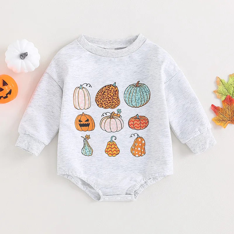 S15fadd10481c40378bc67beef55c4e83G Pumpkin Print Halloween Bodysuit - onlinemegasale.com