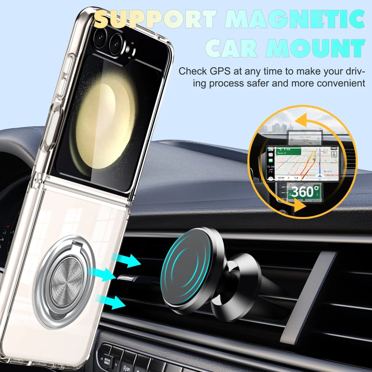 Shockproof Case With Magnetic Ring Stand For Samsung Galaxy Z Flip 6 - onlinemegasale.com