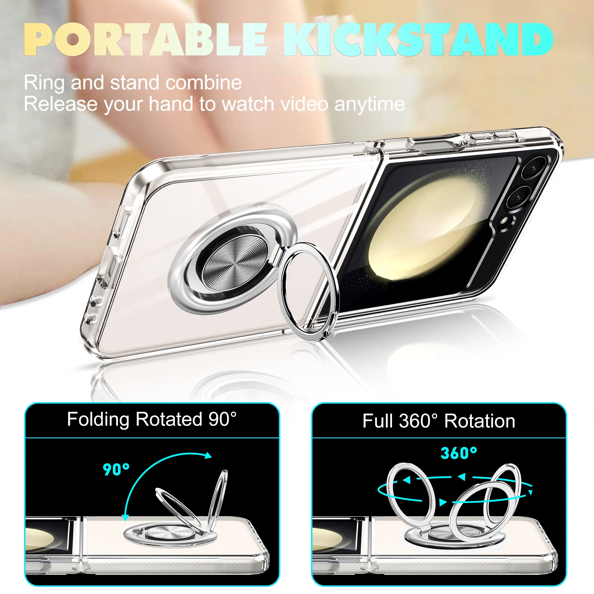 Shockproof Case With Magnetic Ring Stand For Samsung Galaxy Z Flip 6 - onlinemegasale.com