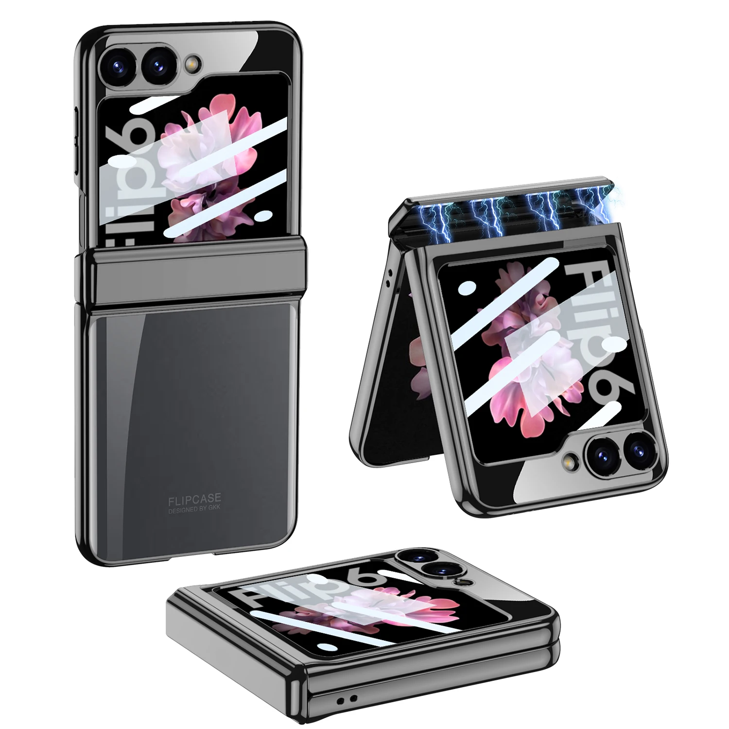 Transparent Case with Magnetic Hinge Protection for Samsung Galaxy Z Flip 6 - onlinemegasale.com