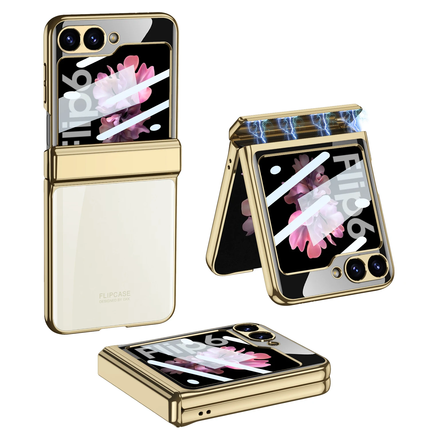 Transparent Case with Magnetic Hinge Protection for Samsung Galaxy Z Flip 6 - onlinemegasale.com