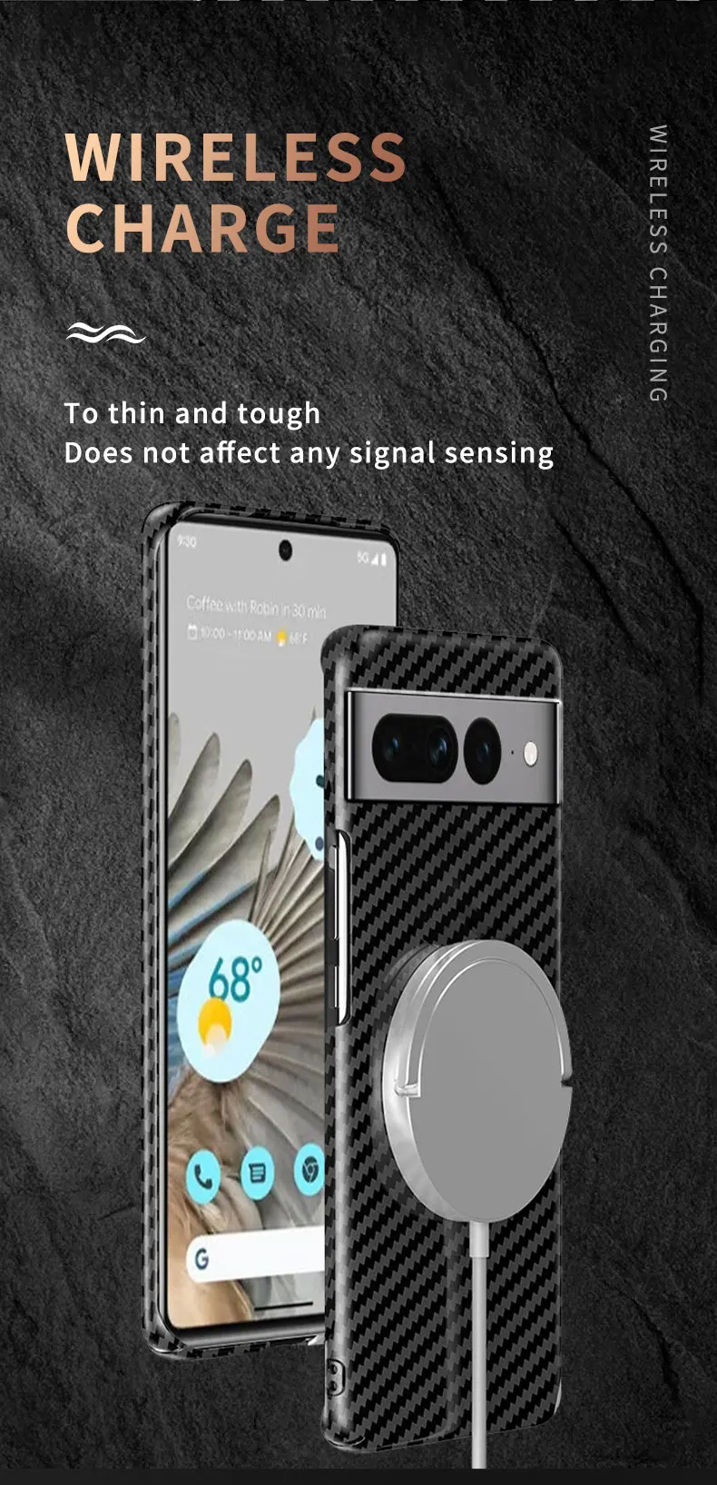 Wireless Carbon Fiber Phone Case For Google Pixel 7 - onlinemegasale.com