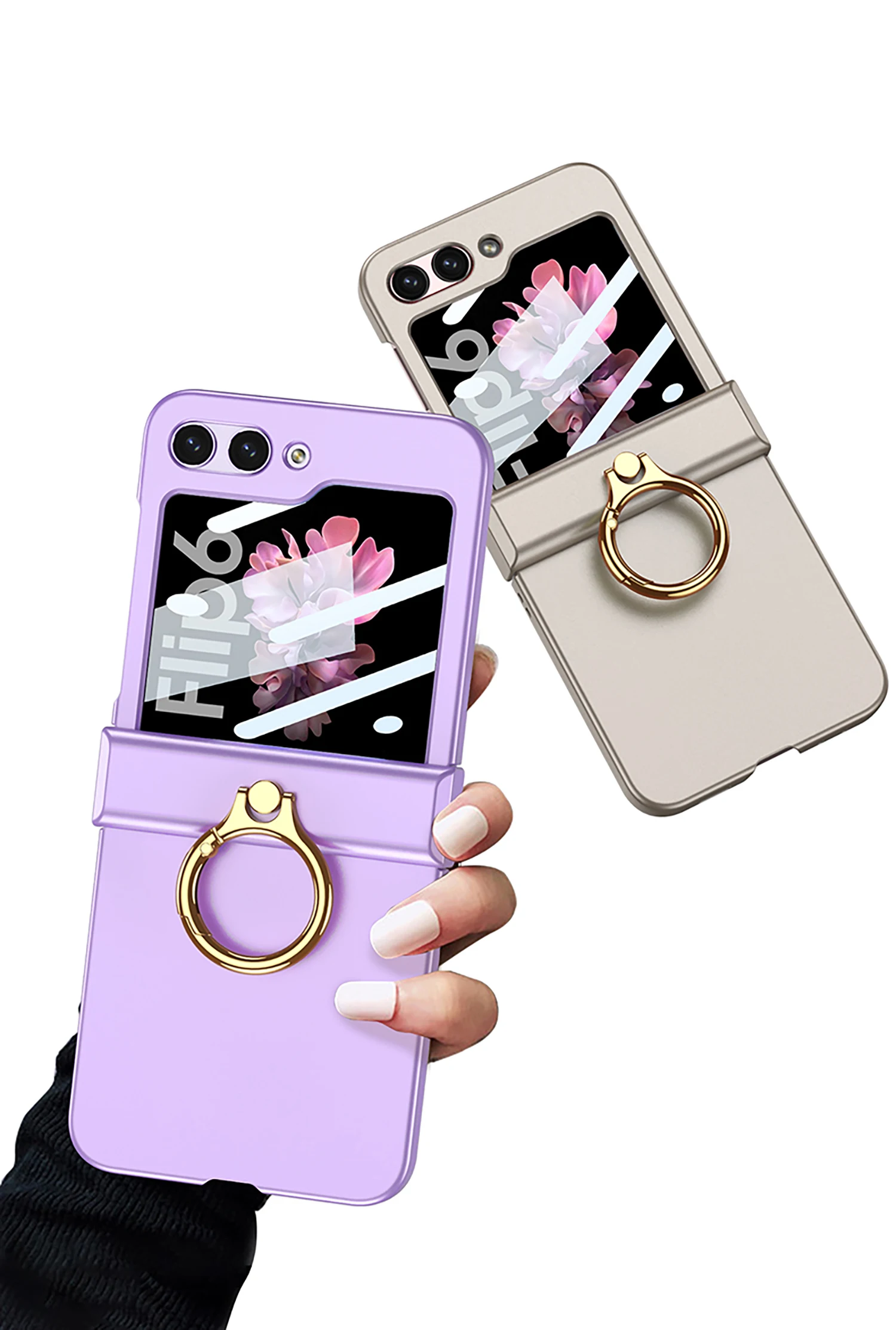 Ultra Thin Hard Case with Ring Holder for Samsung Galaxy Z Flip 6 - onlinemegasale.com