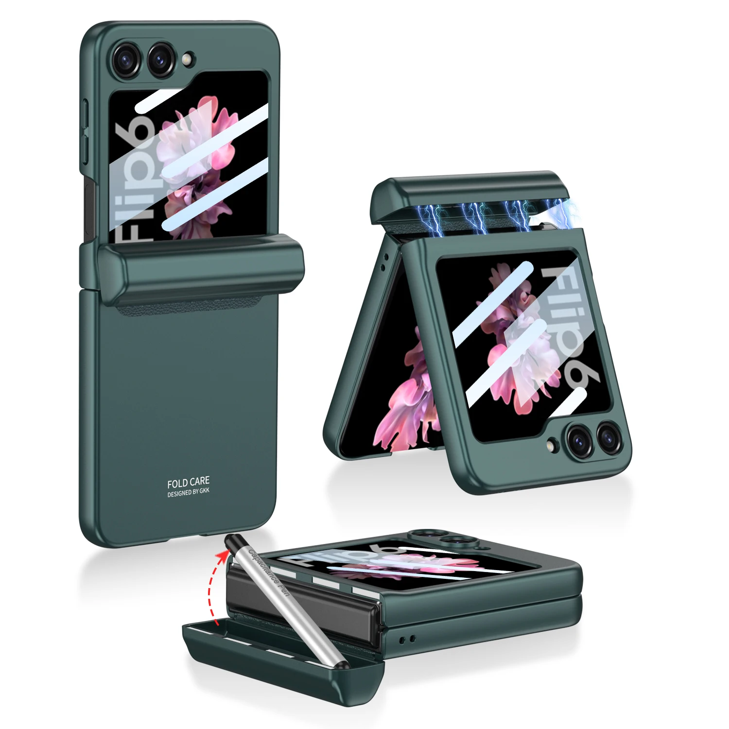 Shockproof Case with Magnetic Hinge Protection & Touch Pen for Samsung Galaxy Z Flip 6 - onlinemegasale.com