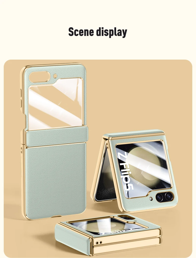 Leather Case with Hinge Protection for Samsung Galaxy Z Flip 5 - onlinemegasale.com
