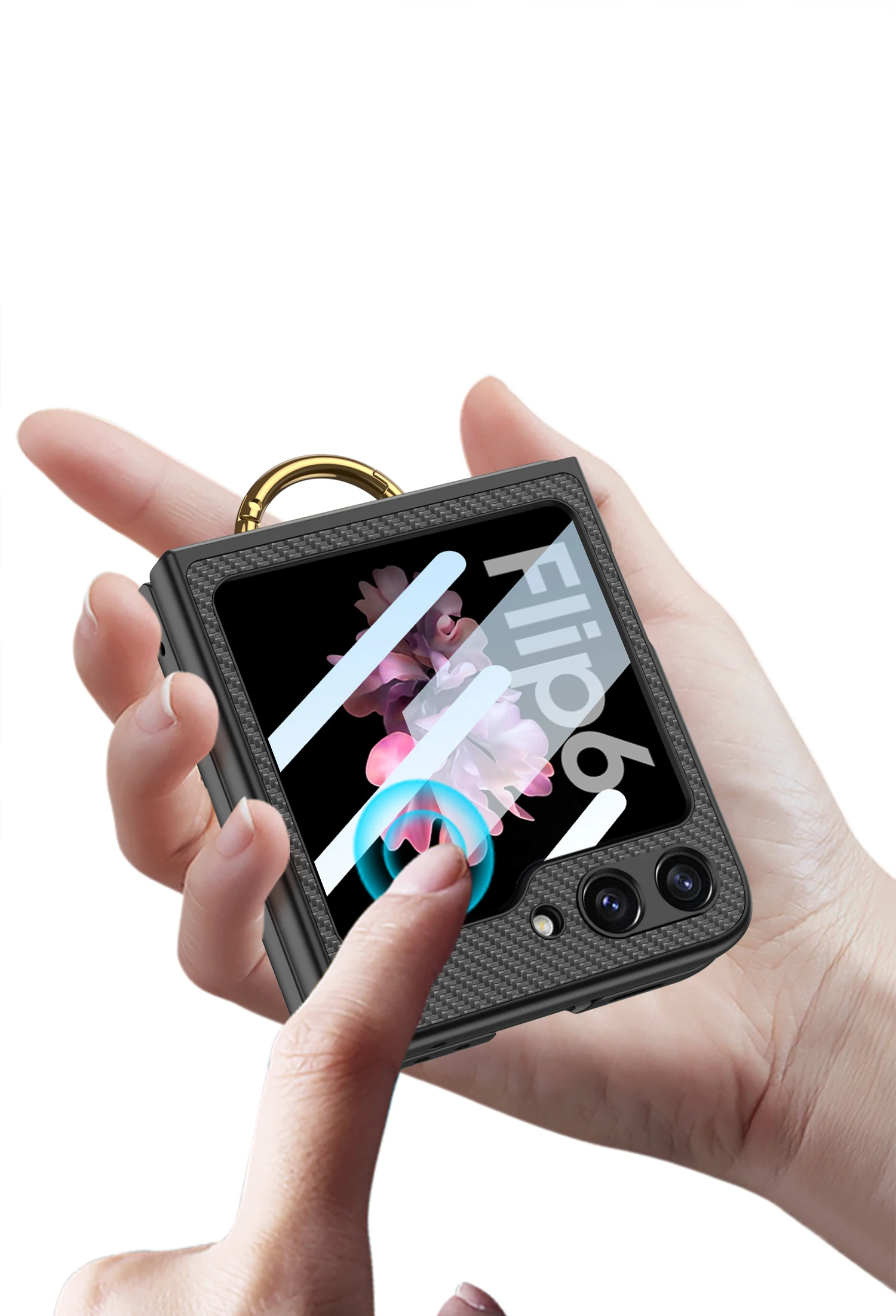 Leather Case with Ring Holder for Samsung Galaxy Z Flip 6 - onlinemegasale.com