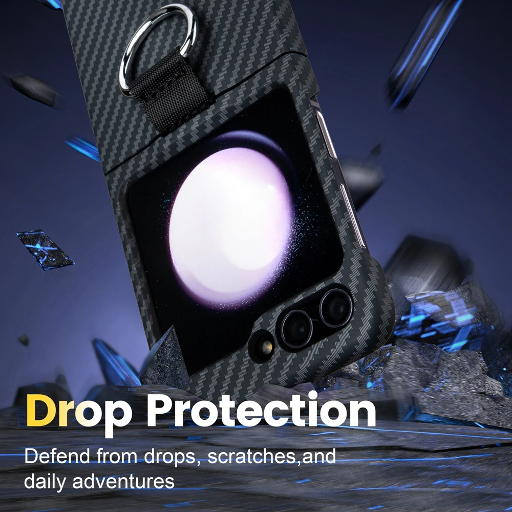 Shockproof Carbon Fiber Case with Ring Holder for Samsung Galaxy Z Flip 6 - onlinemegasale.com Shockproof Carbon Fiber Case with Ring Holder for Samsung Galaxy Z Flip 6 - onlinemegasale.com