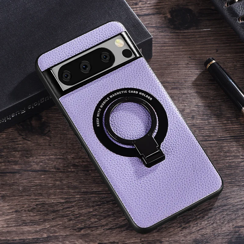 Magnetic Leather Case with Bracket for Google Pixel 8 Series - onlinemegasale.com