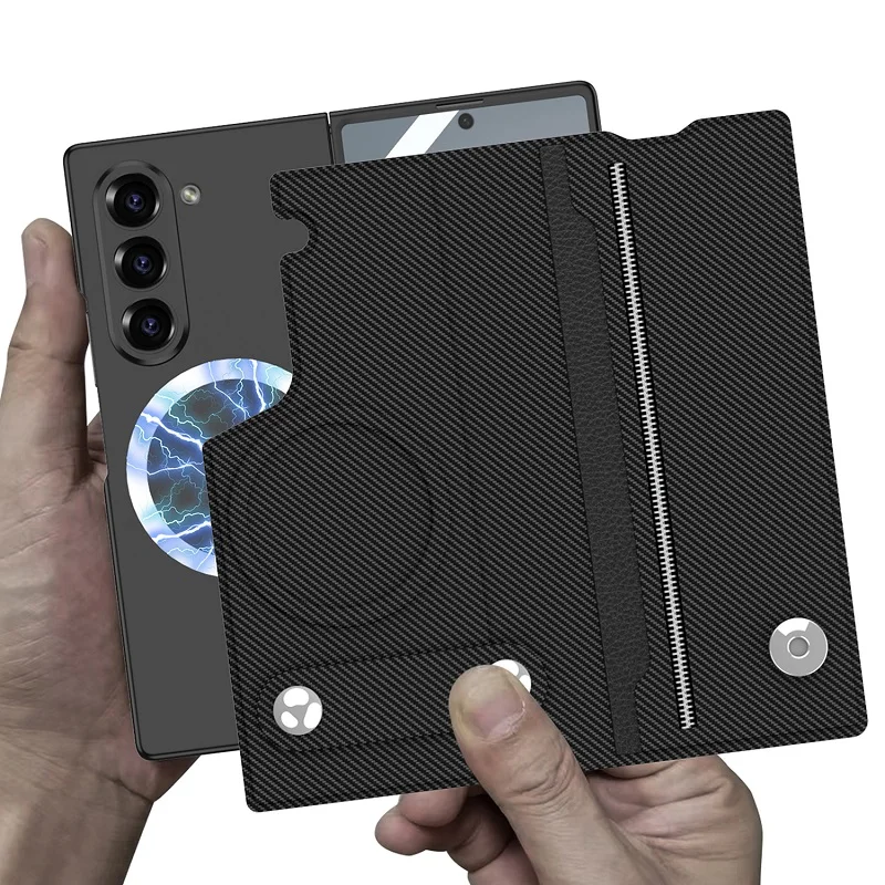 Magnetic Fiber Leather Case for Samsung Galaxy Z Fold 6 with MagSafe Charging | Split Body Protective Cover - onlinemegasale.com Magnetic Fiber Leather Case for Samsung Galaxy Z Fold 6 with MagSafe Charging | Split Body Protective Cover - onlinemegasale.com