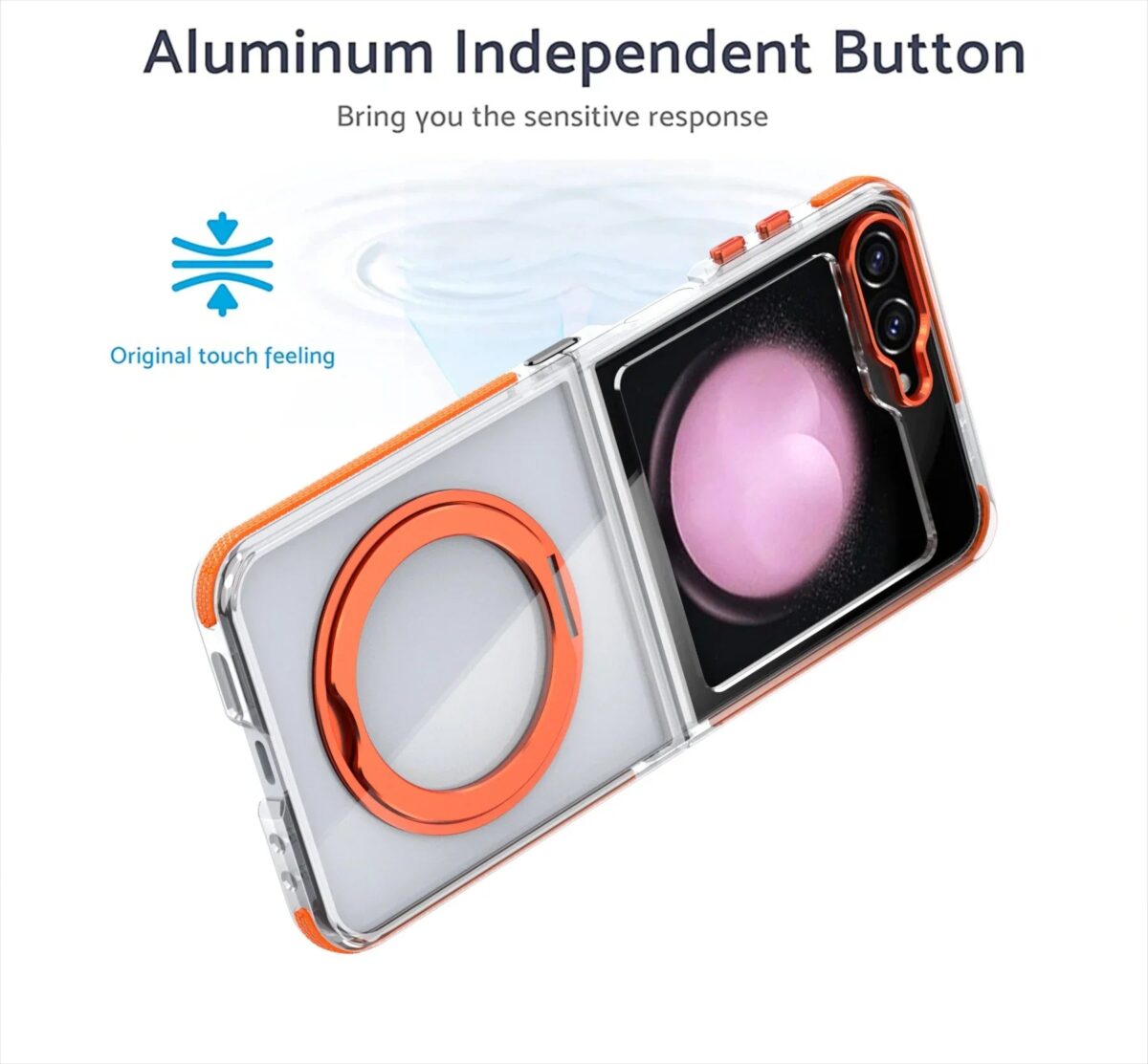 Transparent Shockproof Caase with Ring Holder for Samsung Galaxy Z Flip 6 - onlinemegasale.com