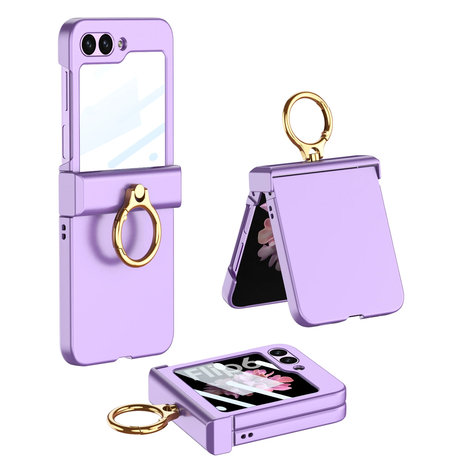 Ultra Thin Hard Case with Ring Holder for Samsung Galaxy Z Flip 6 - onlinemegasale.com