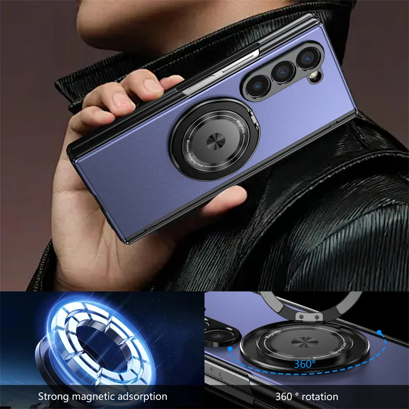 Luxury Shockproof Case with 360° Rotating Bracket for Samsung Galaxy Z Fold - onlinemegasale.com