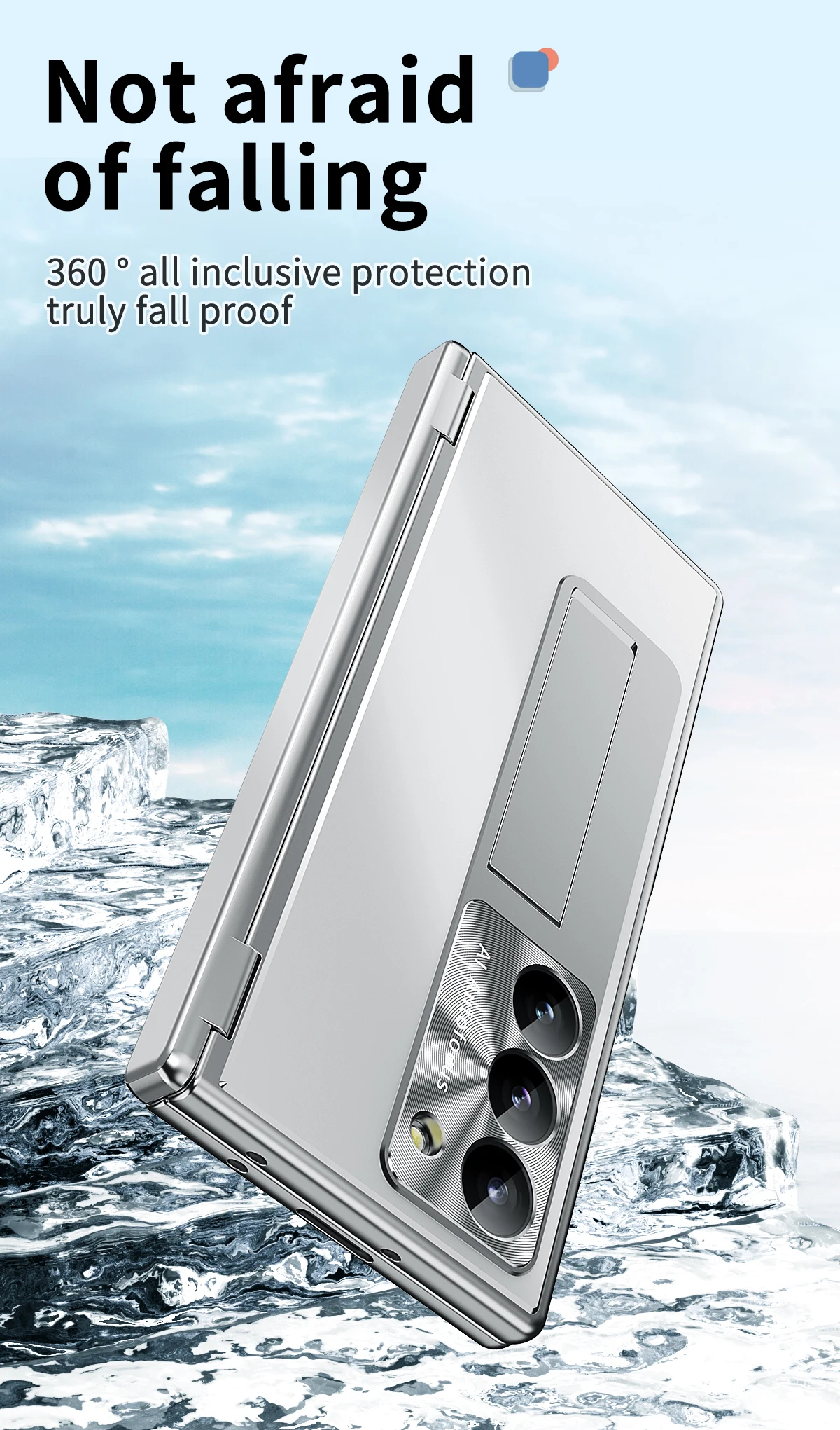 Full Protection Aluminium Case with Kickstand & Pen Holder For Samsung Galaxy Z Fold Series - onlinemegasale.com