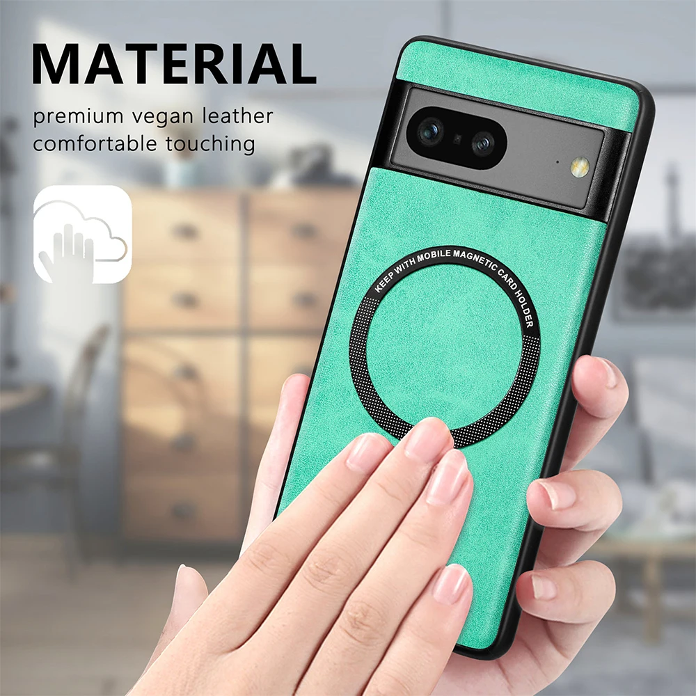 Magnetic Leather Wireless Charging Case For Google Pixel 8 Series - onlinemegasale.com