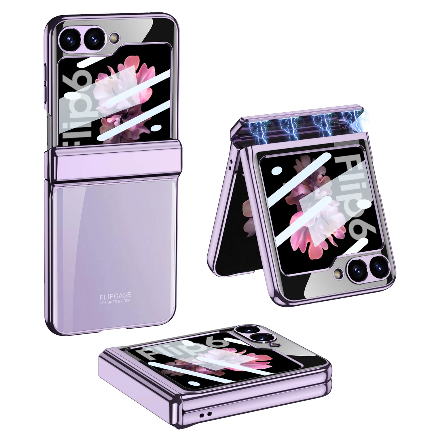 Transparent Case with Magnetic Hinge Protection for Samsung Galaxy Z Flip 6 - onlinemegasale.com