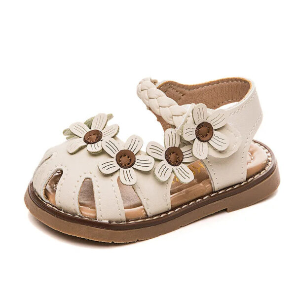 Baby walking shoes summer printed girls' sandals with bun toe