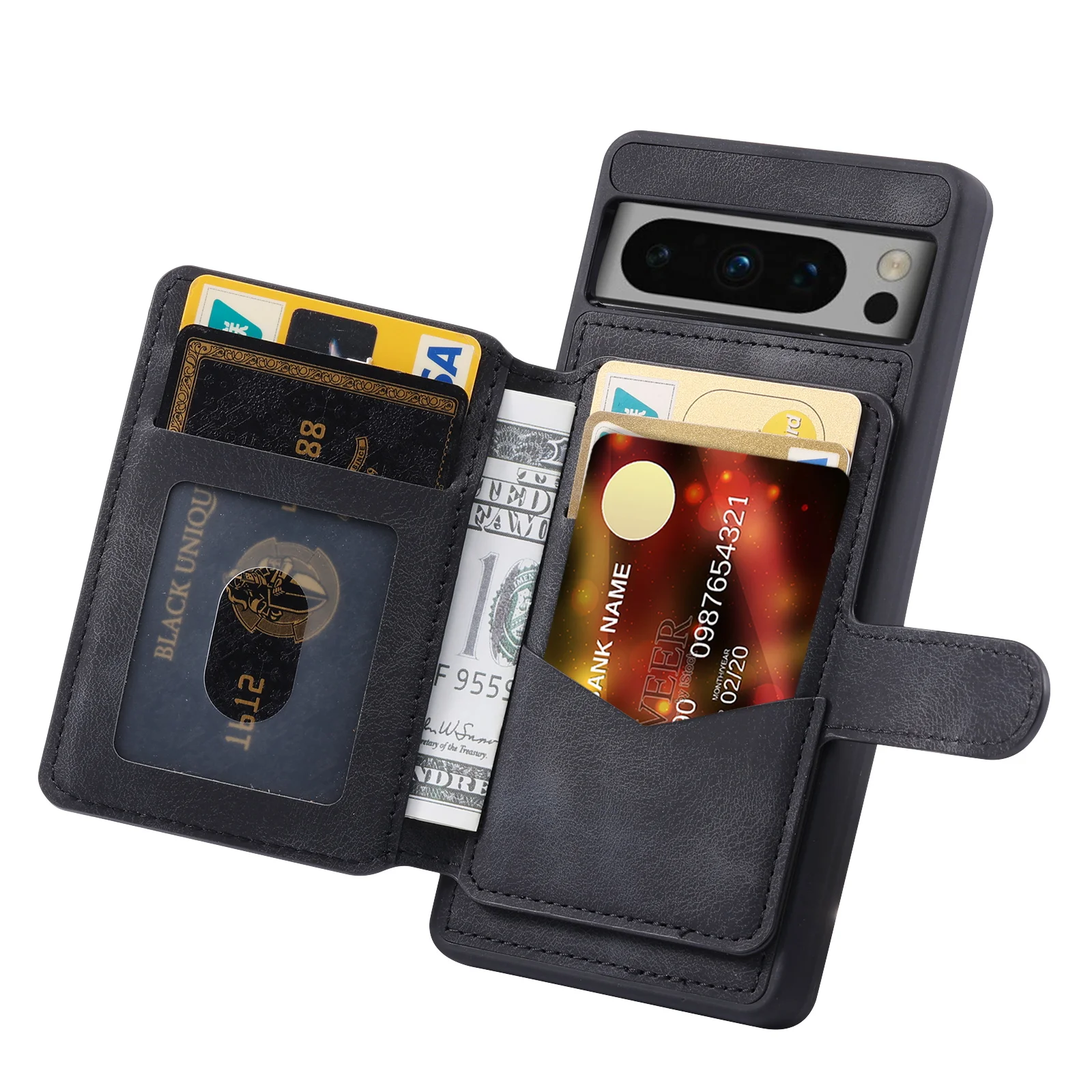 Shockproof Leather Wallet Case For Google Pixel 8 Series - onlinemegasale.com