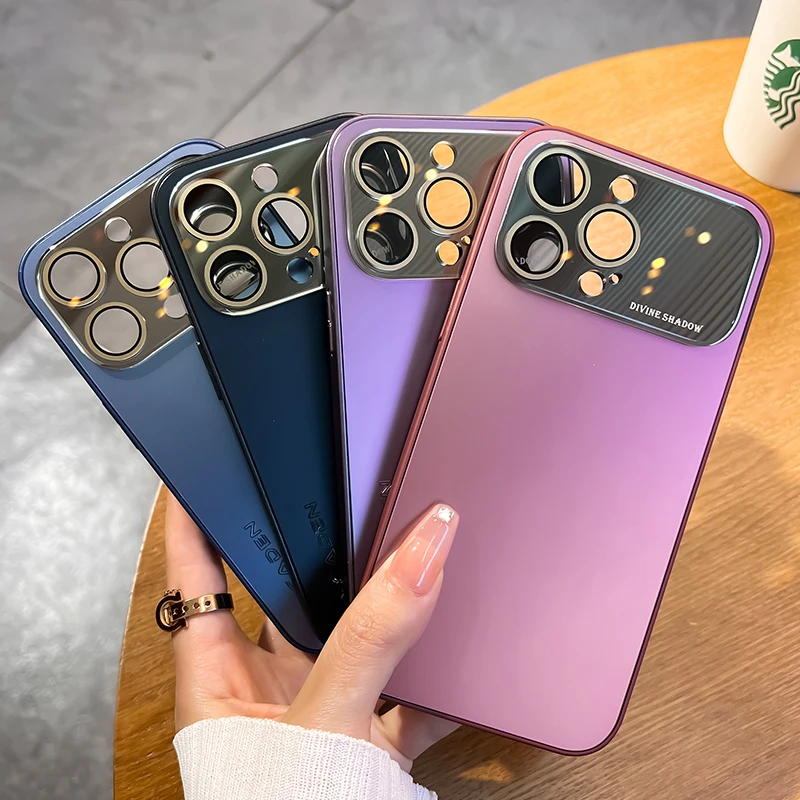 Luxury Camera Lens Glass Full Protect Matte Phone Case for iPhone - onlinemegasale.com