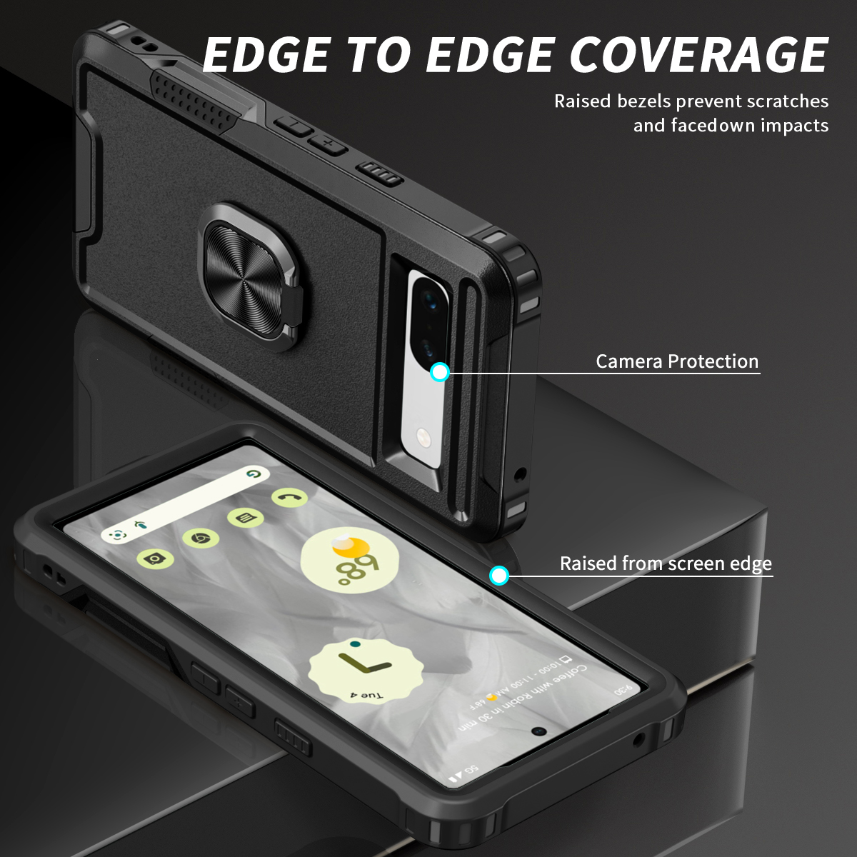 Armor Shockproof Case with Magnetic Ring Holder For Google Pixel 8 Series - onlinemegasale.com