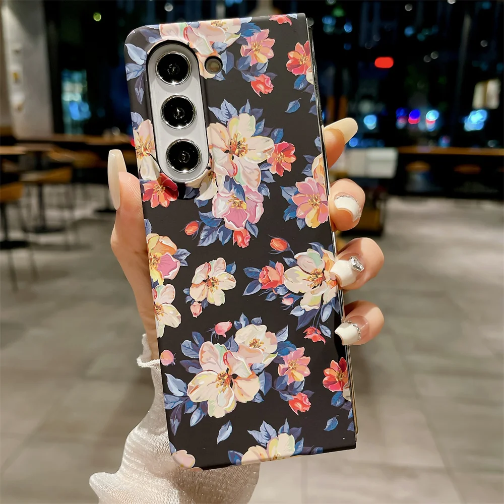 Retro Oil Painting Fragmented Flowers Case For Samsung Galaxy Fold - onlinemegasale.com