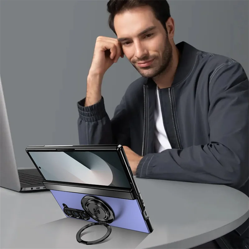 Luxury Shockproof Case with 360° Rotating Bracket for Samsung Galaxy Z Fold - onlinemegasale.com